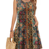 Joana | Vestido casual veraniego sin mangas con flores para mujer y bolsillos