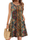 Joana | Vestido casual veraniego sin mangas con flores para mujer y bolsillos