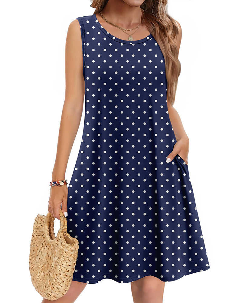 Joana | Vestido casual veraniego sin mangas con flores para mujer y bolsillos