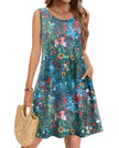 Joana | Vestido casual veraniego sin mangas con flores para mujer y bolsillos