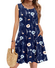 Joana | Vestido casual veraniego sin mangas con flores para mujer y bolsillos