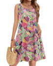 Joana | Vestido casual veraniego sin mangas con flores para mujer y bolsillos