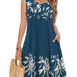 Joana | Vestido casual veraniego sin mangas con flores para mujer y bolsillos