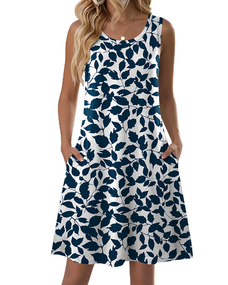 Joana | Vestido casual veraniego sin mangas con flores para mujer y bolsillos