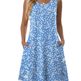 Joana | Vestido casual veraniego sin mangas con flores para mujer y bolsillos