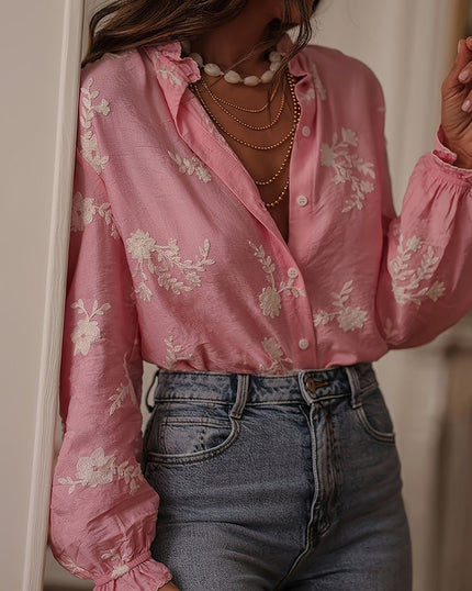 Laia | Camisa de manga larga con bordado floral elegante