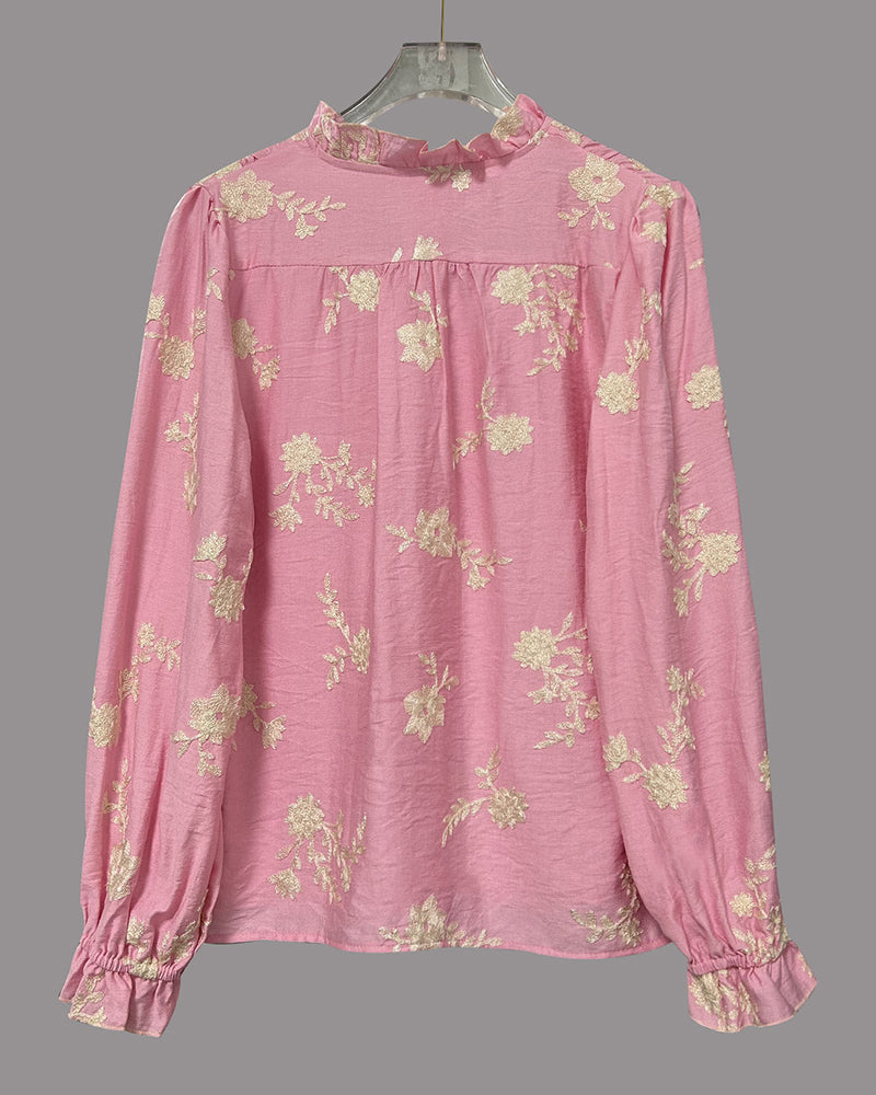 Laia | Camisa de manga larga con bordado floral elegante