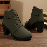 KATNI™ - Botines elegantes de caña baja con cordones, hebilla metálica y suela gruesa