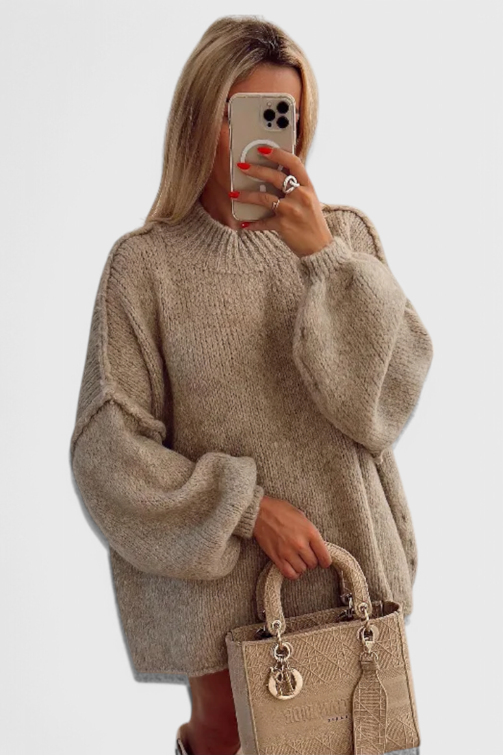 Cassia | Oversized Knit Sweater with Balloon Sleeves