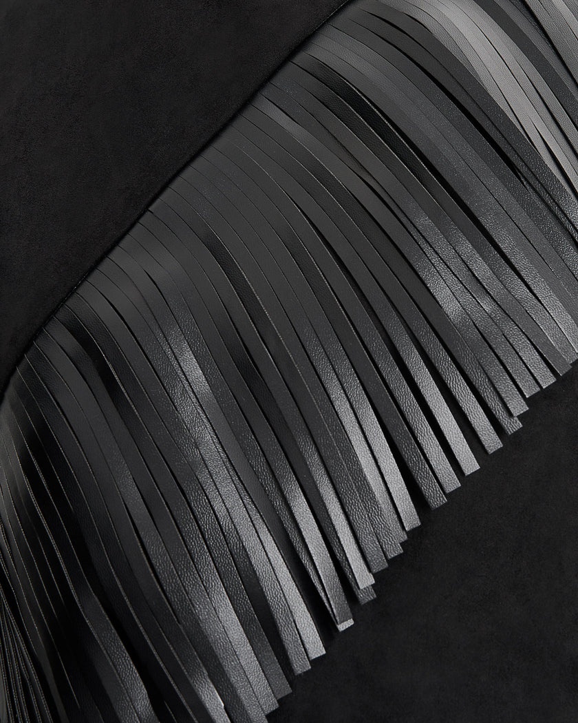 Emma Top ante flecos asimétricos negro look femenino elegante