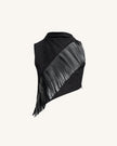 Emma Top ante flecos asimétricos negro detalle de los flecos