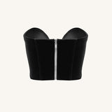 Vera Top corsé terciopelo escote bajo negro look femenino elegante