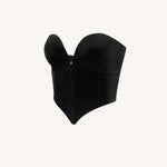 Vera Top corsé terciopelo escote bajo negro textura del terciopelo