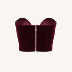 Verónica Top corsé terciopelo escote bajo color claret look femenino elegante