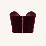 Verónica Top corsé terciopelo escote bajo color claret look femenino elegante