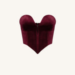 Verónica Top corsé terciopelo escote bajo color claret vista trasera