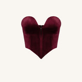 Verónica Top corsé terciopelo escote bajo color claret vista trasera
