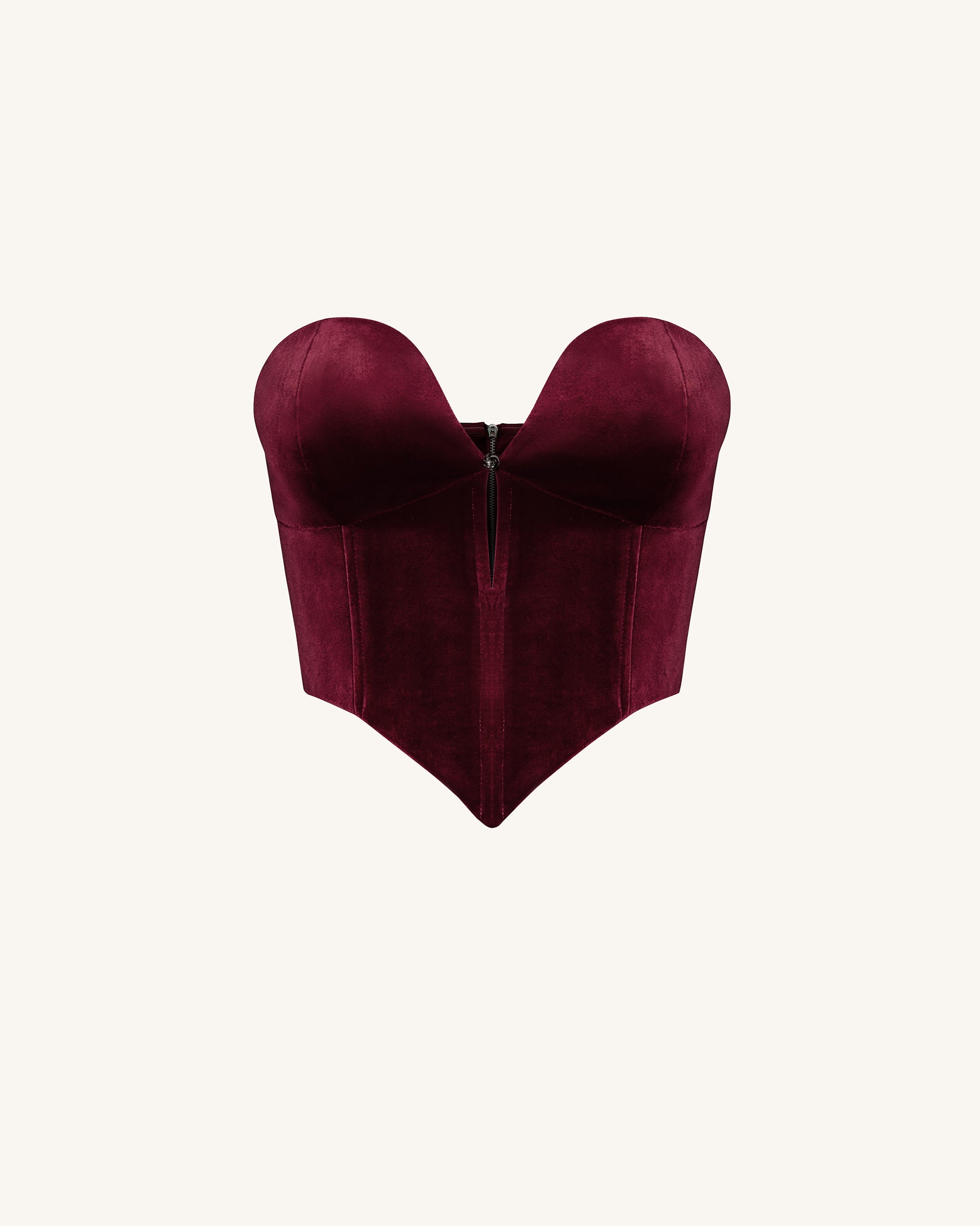 Verónica Top corsé terciopelo escote bajo color claret vista trasera