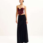 Verónica Top corsé terciopelo escote bajo color claret vista frontal