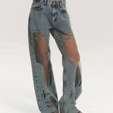 Nekane | Regular-Cut Jeans with Sheer Mesh