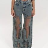 Nekane | Regular-Cut Jeans with Sheer Mesh