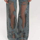 Nekane | Regular-Cut Jeans with Sheer Mesh