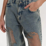Nekane | Regular-Cut Jeans with Sheer Mesh