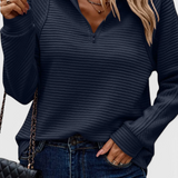 Elene | V-Neck Zip-Up Long Sleeve Sweater