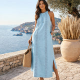 Jimena | Linen midi dress with mandarin collar