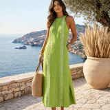 Jimena | Linen midi dress with mandarin collar