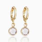 Vintage gold glass round earrings
