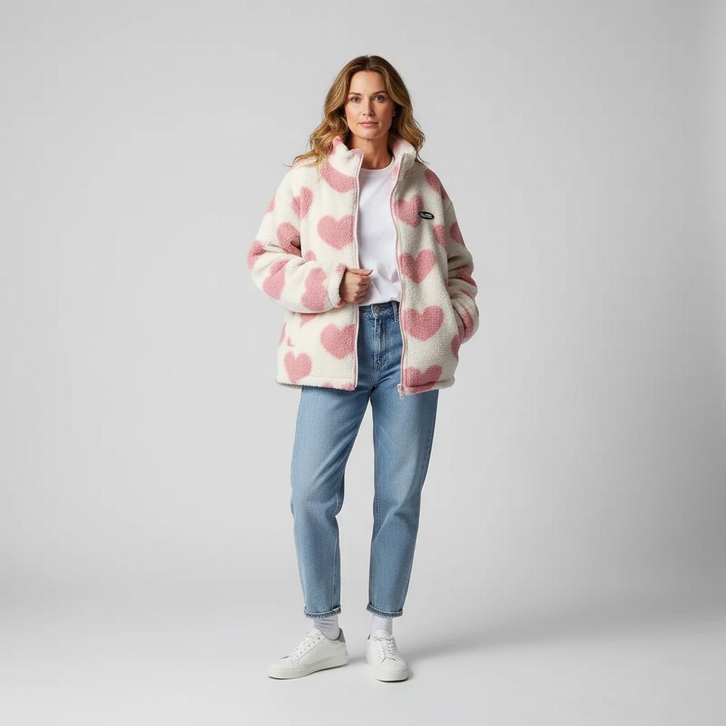 Rosa | Chaqueta Reversible con Corazones