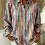 Beatriz | Button-up Blouse with Colorful Abstract Stripes