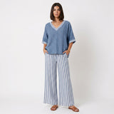 Clara - Linen set: striped tunic and pants