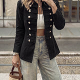 Negro | Blazer casual para mujer, chaqueta de traje negra