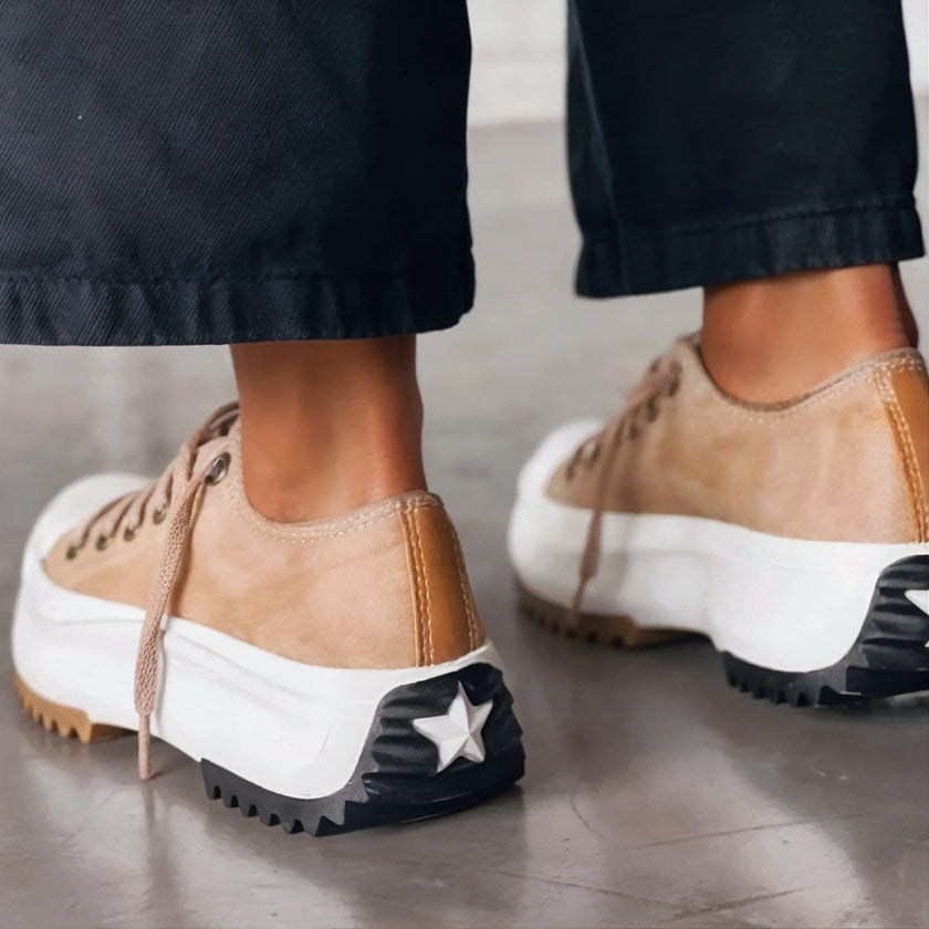 Elina | Zapatos Cómodos Con Tacón Grueso Lona Estilo Urbano