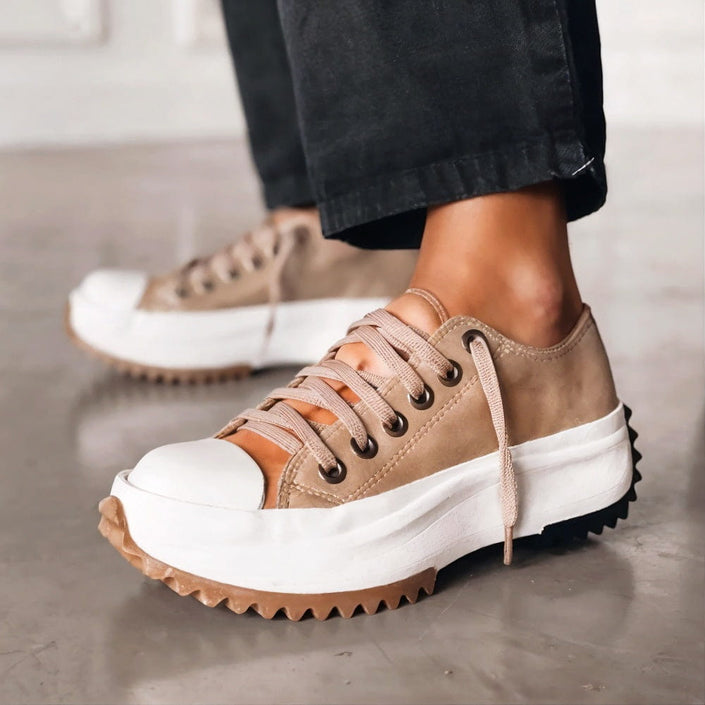 Elina | Zapatos Cómodos Con Tacón Grueso Lona Estilo Urbano