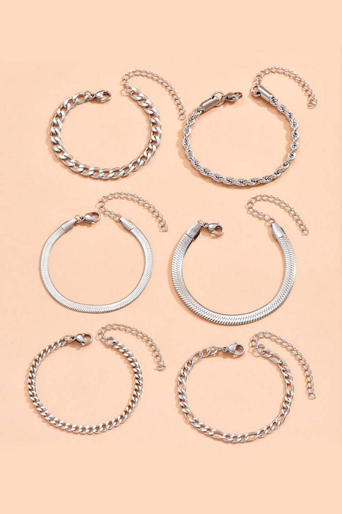 Conjunto de Pulseras de Cadena Cubana de 6 Piezas