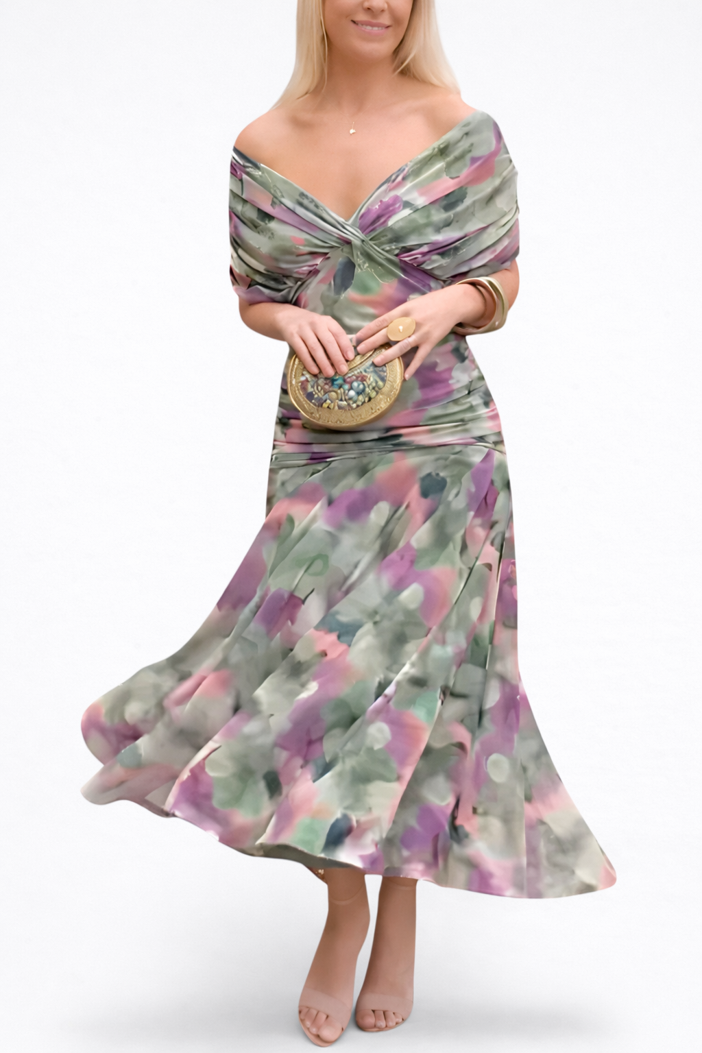 Velora | Vestido Floral Largo con Escote en V