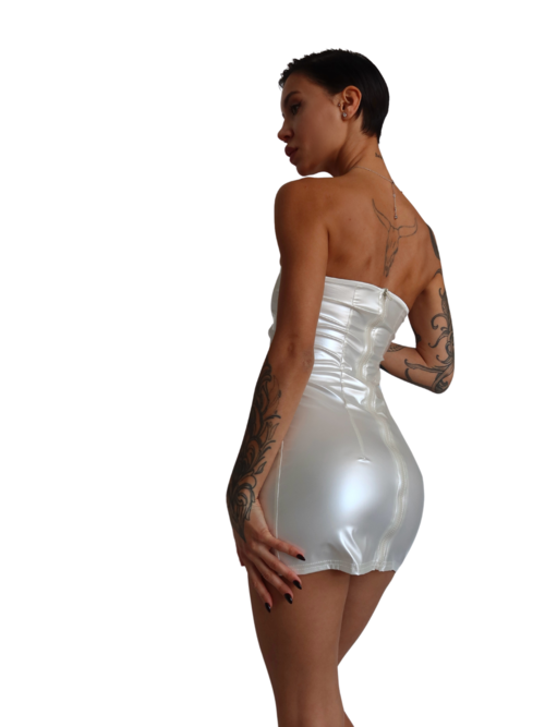 Natalia Vestido sin Tirantes de Vinilo detalle vinilo