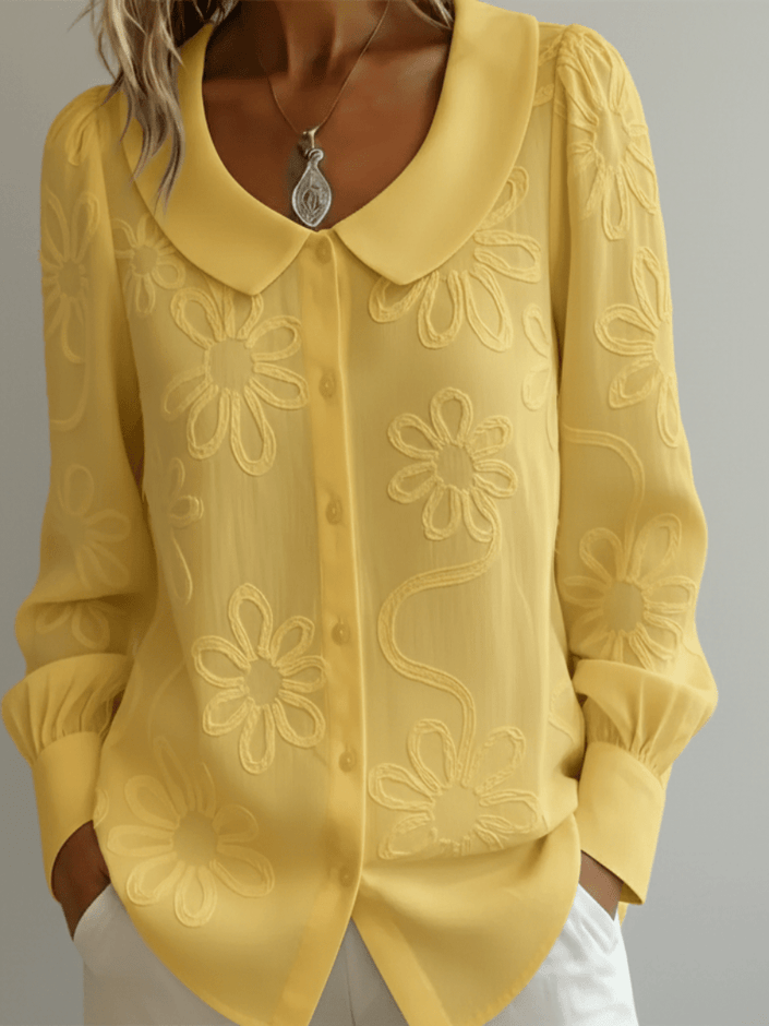 Maite | Blusa Floral con Cuello Peter Pan