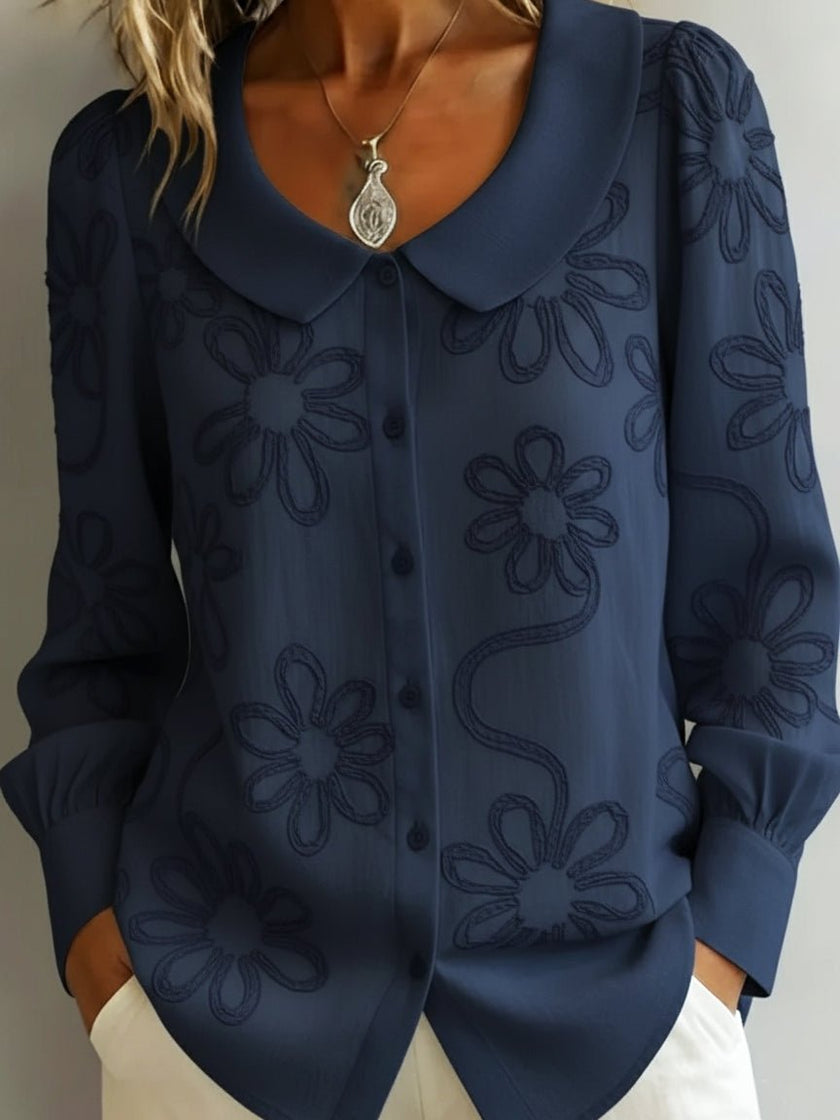 Maite | Blusa Floral con Cuello Peter Pan