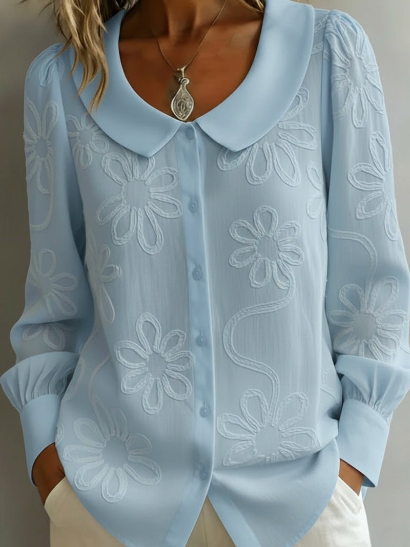 Maite | Blusa Floral con Cuello Peter Pan