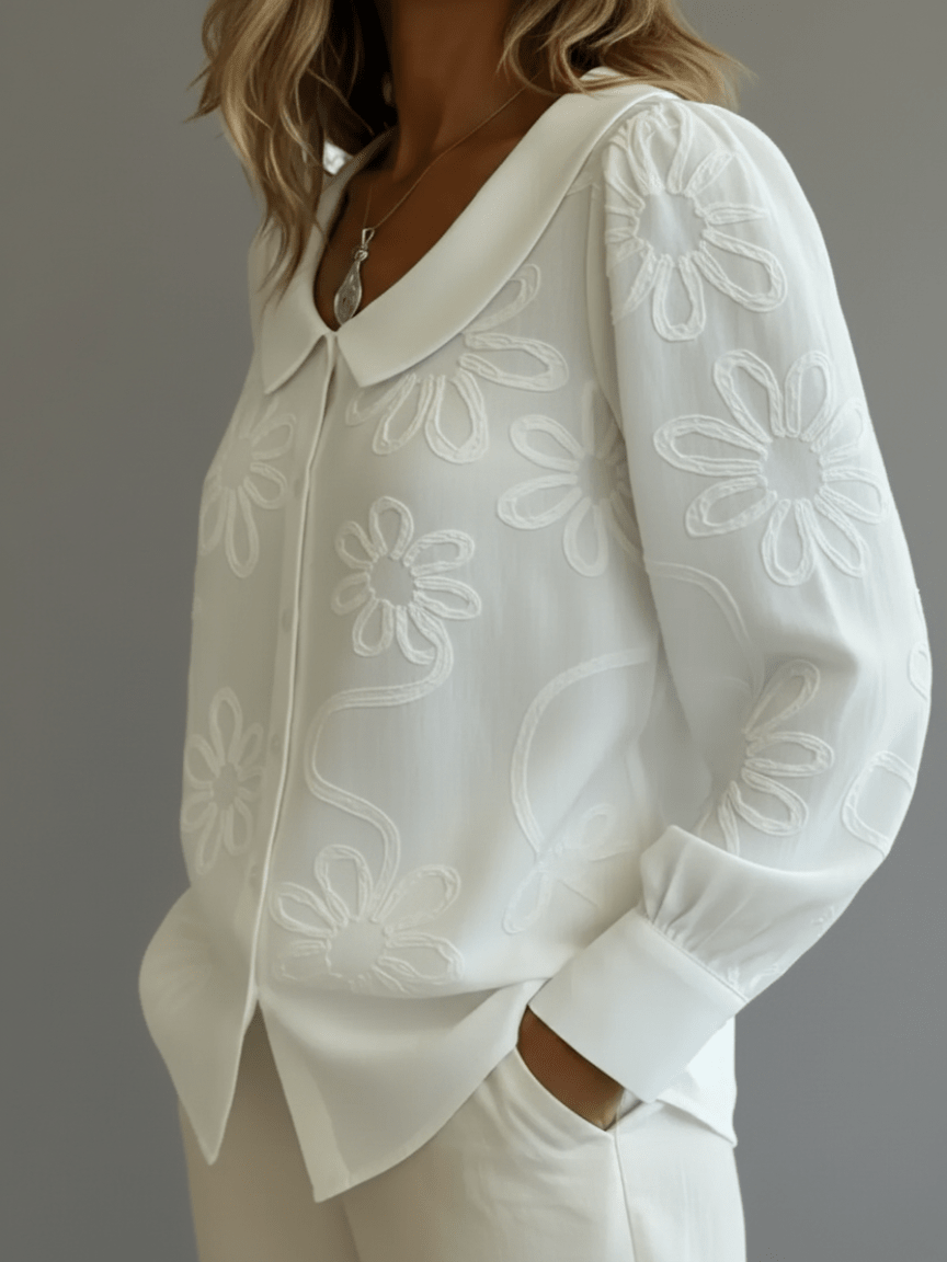 Maite | Blusa Floral con Cuello Peter Pan