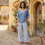 Clara - Linen set: striped tunic and pants