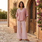 Clara - Linen set: striped tunic and pants