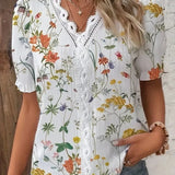 Maria | Blusa de encaje floral con mangas abullonadas