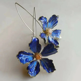 Vintage Blue Flower Drop Earrings