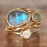 Vintage ring with embedded blue moonstone
