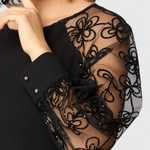 India Vestido de Encaje con Mangas Largas y Escote Redondo moda mujer
